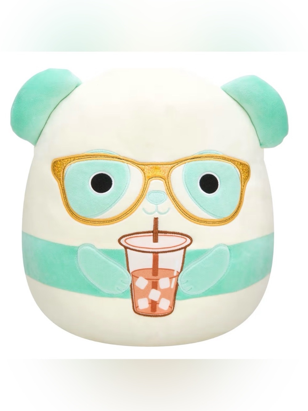 Squishmallows Teal and White Panda Plush with Gold Glasses